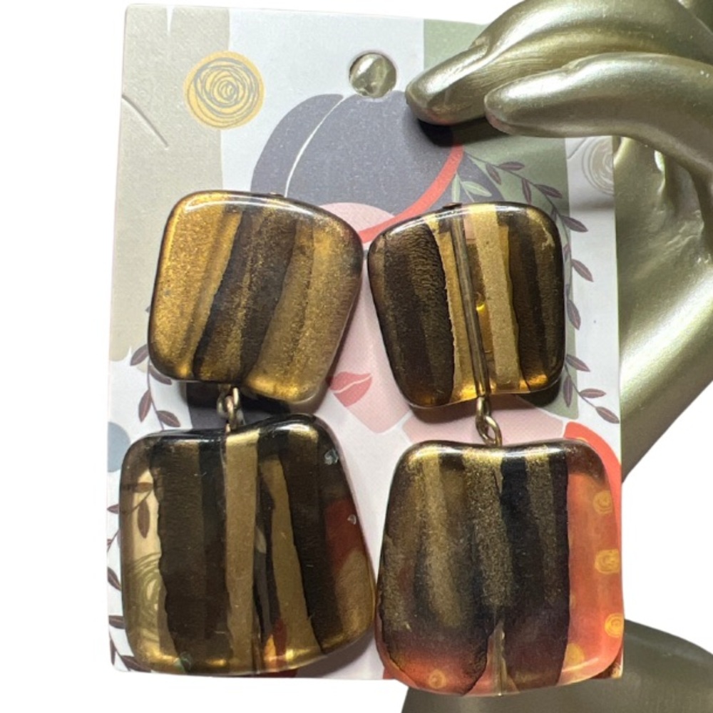 Gold Lucite Post Back Earrings